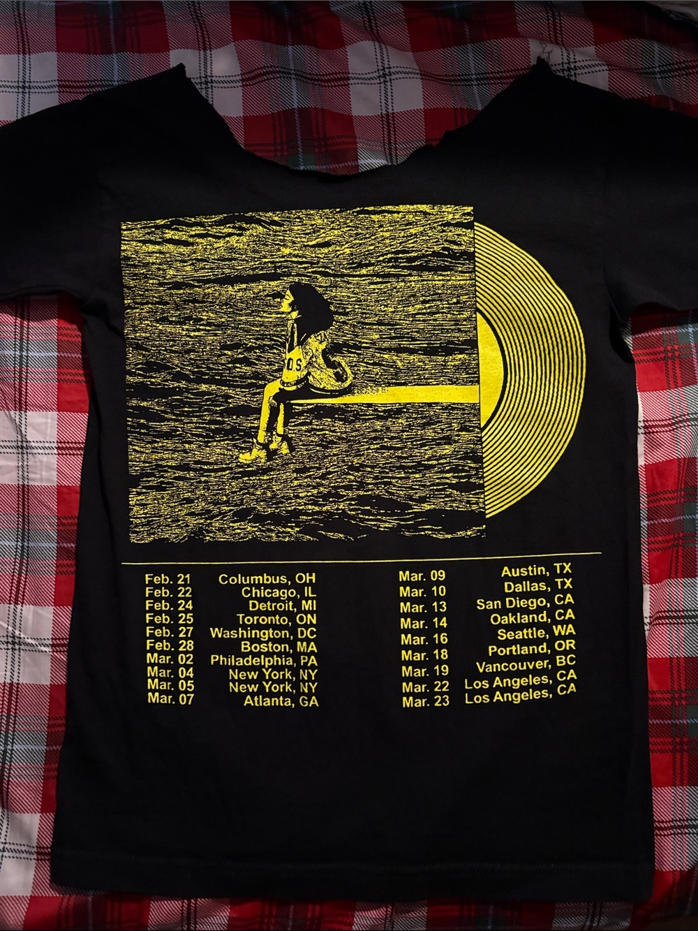 SZA North American Tour 2023 Black Tee with Yellow Print - Picture 3 of 4